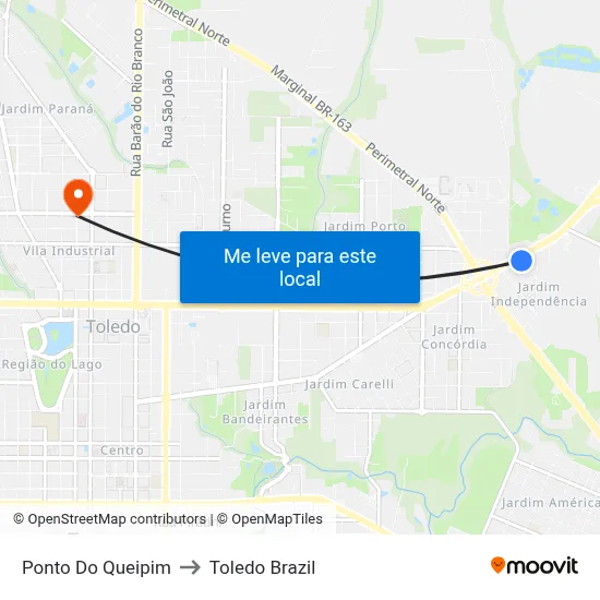 Ponto Do Queipim to Toledo Brazil map