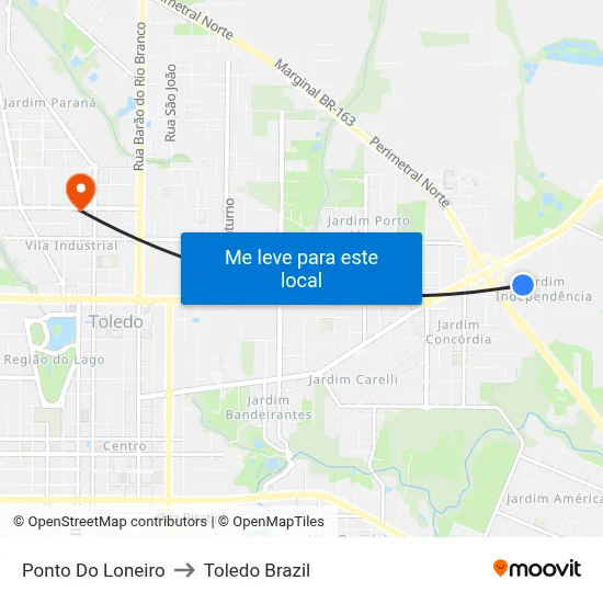 Ponto Do Loneiro to Toledo Brazil map