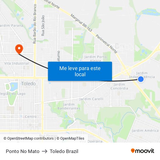 Ponto No Mato to Toledo Brazil map