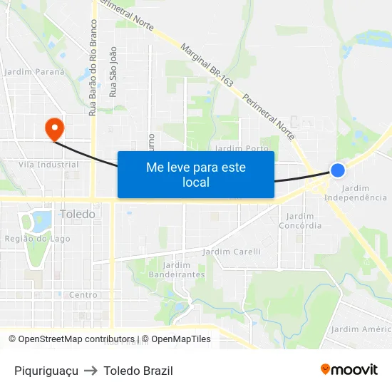 Piquriguaçu to Toledo Brazil map