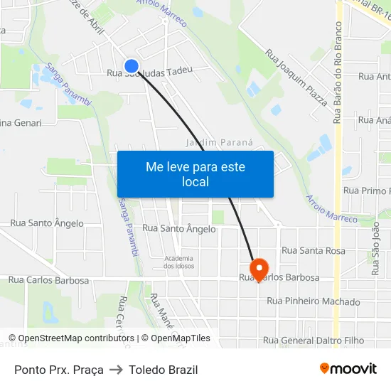 Ponto Prx. Praça to Toledo Brazil map