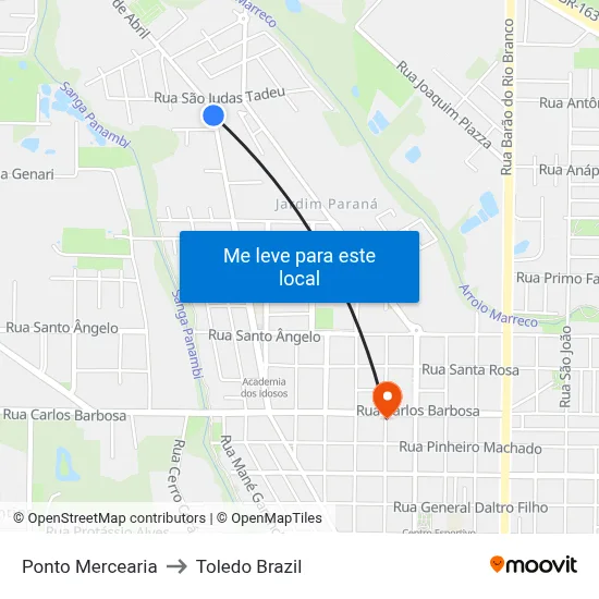 Ponto Mercearia to Toledo Brazil map