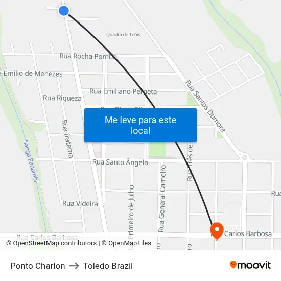 Ponto Charlon to Toledo Brazil map