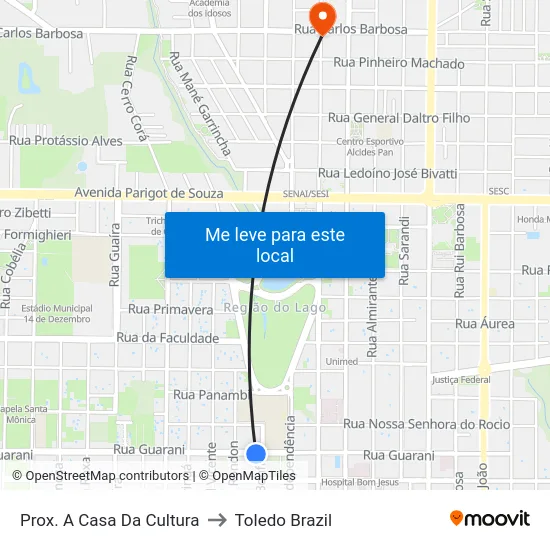 Prox. A Casa Da Cultura to Toledo Brazil map