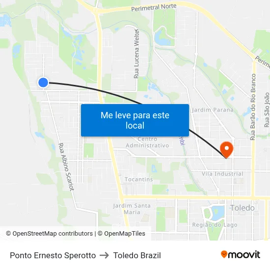 Ponto Ernesto Sperotto to Toledo Brazil map