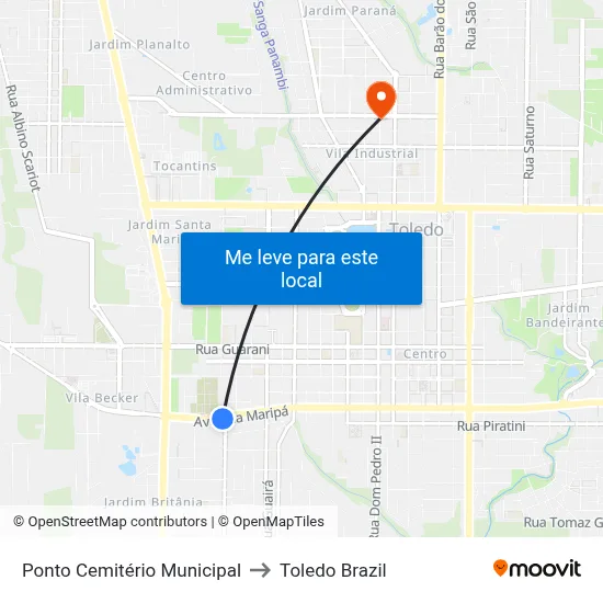 Ponto Cemitério Municipal to Toledo Brazil map