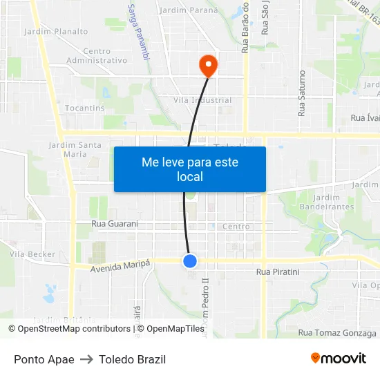 Ponto Apae to Toledo Brazil map