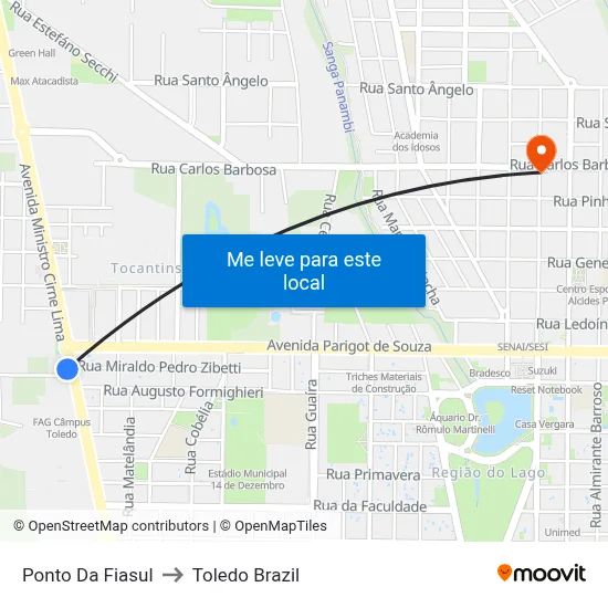 Ponto Da Fiasul to Toledo Brazil map