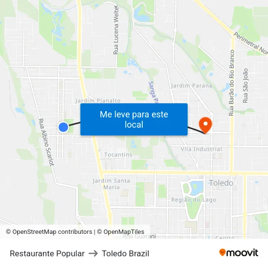 Restaurante Popular to Toledo Brazil map