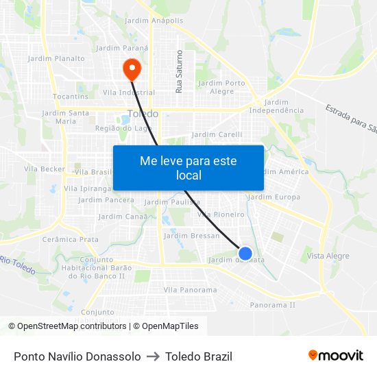 Ponto Navílio Donassolo to Toledo Brazil map