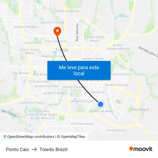 Ponto Caic to Toledo Brazil map