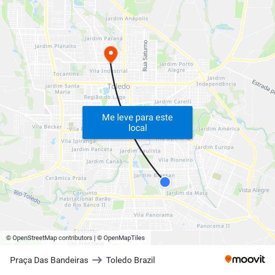 Praça Das Bandeiras to Toledo Brazil map