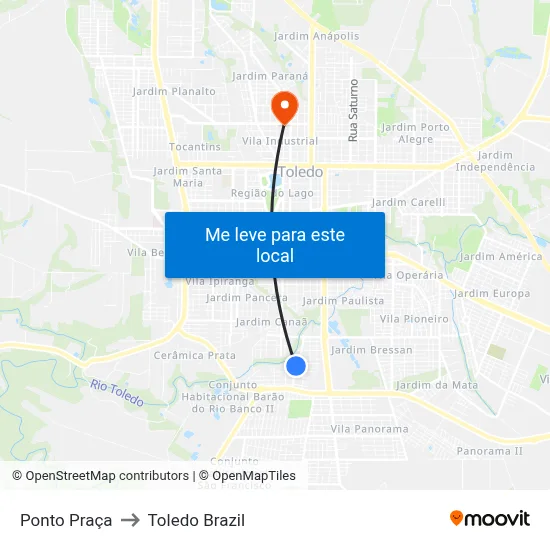 Ponto Praça to Toledo Brazil map
