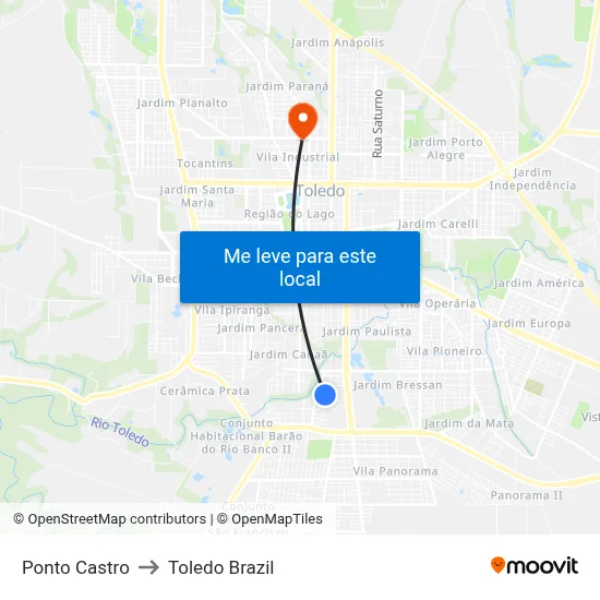 Ponto Castro to Toledo Brazil map
