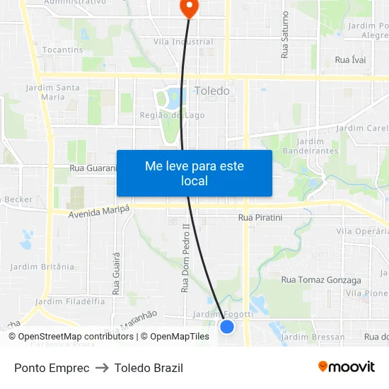 Ponto Emprec to Toledo Brazil map
