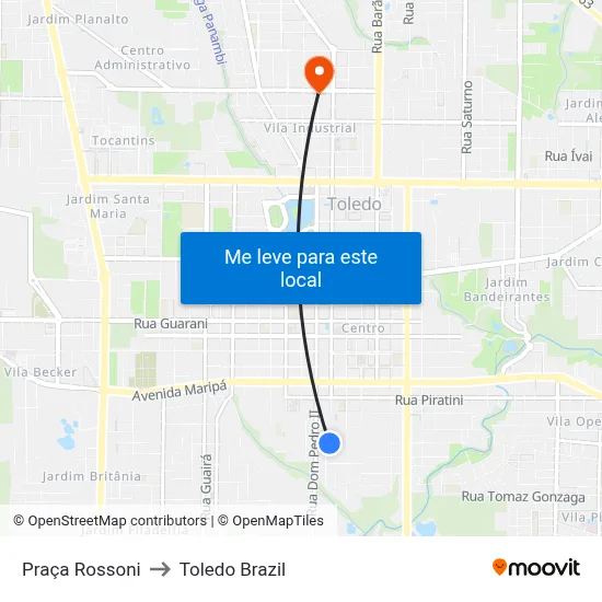 Praça Rossoni to Toledo Brazil map