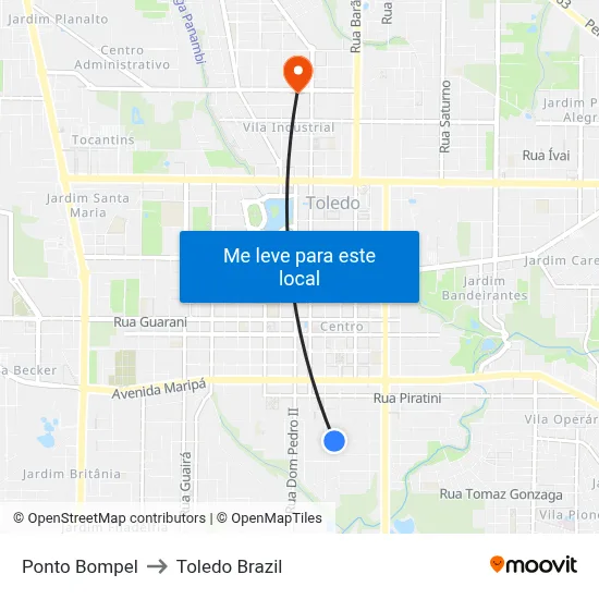 Ponto Bompel to Toledo Brazil map