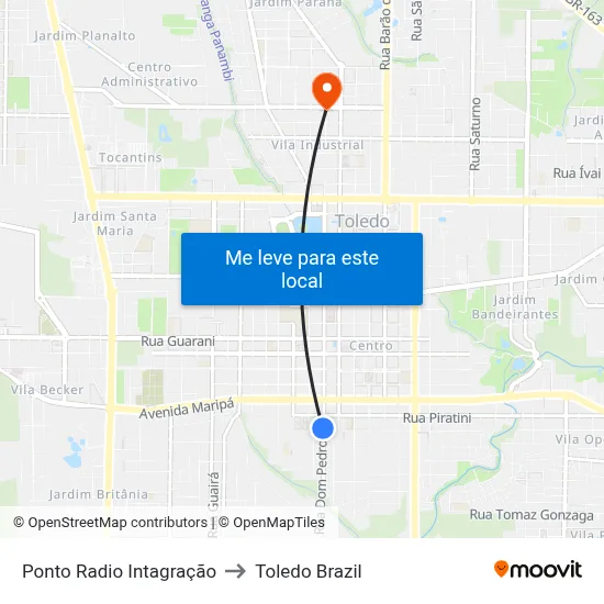Ponto Radio Intagração to Toledo Brazil map