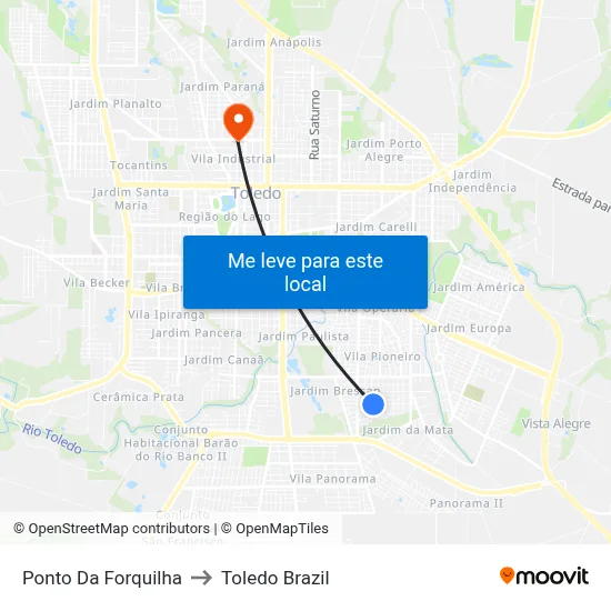 Ponto Da Forquilha to Toledo Brazil map