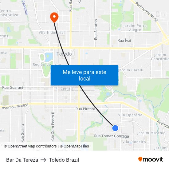 Bar Da Tereza to Toledo Brazil map
