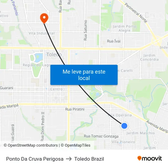 Ponto Da Cruva Perigosa to Toledo Brazil map