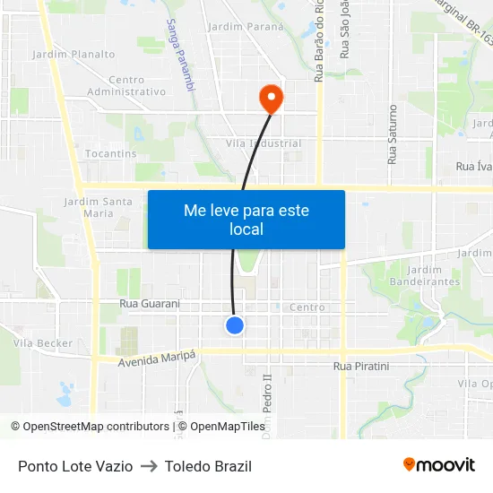 Ponto Lote Vazio to Toledo Brazil map
