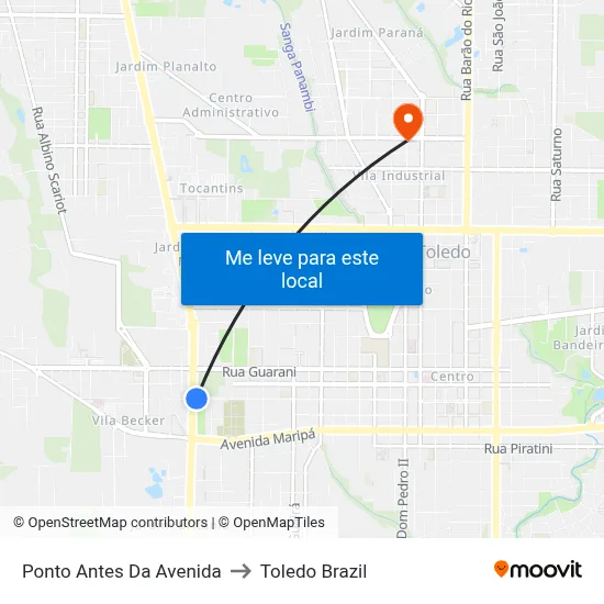 Ponto Antes Da Avenida to Toledo Brazil map