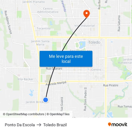 Ponto Da Escola to Toledo Brazil map