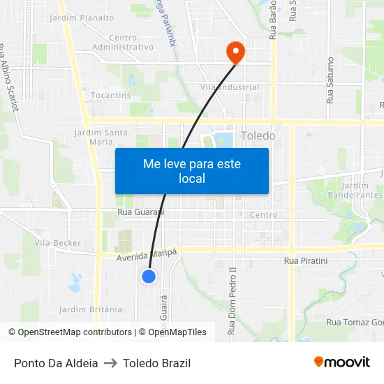 Ponto Da Aldeia to Toledo Brazil map