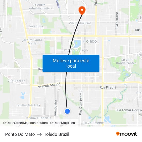 Ponto Do Mato to Toledo Brazil map