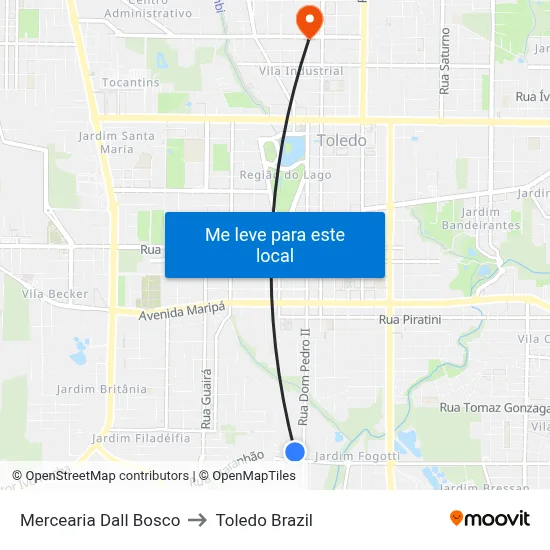 Mercearia Dall Bosco to Toledo Brazil map