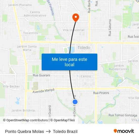 Ponto Quebra Molas to Toledo Brazil map