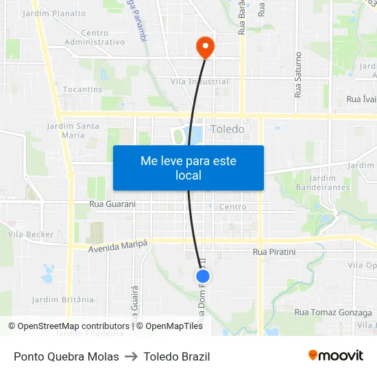 Ponto Quebra Molas to Toledo Brazil map