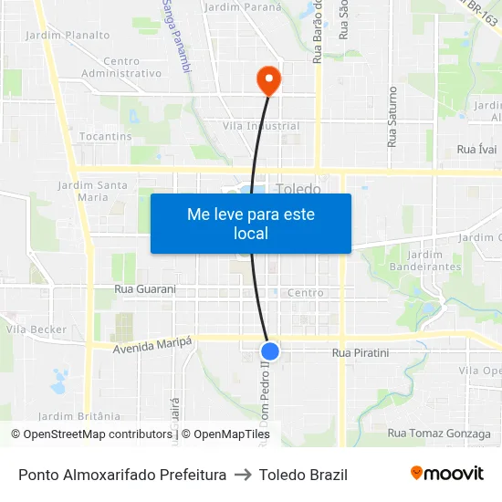 Ponto Almoxarifado  Prefeitura to Toledo Brazil map