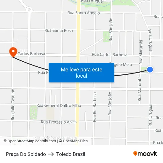 Praça Do Soldado to Toledo Brazil map