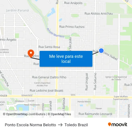 Ponto Escola Norma Belotto to Toledo Brazil map