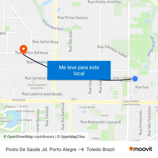 Posto De Saúde Jd. Porto Alegre to Toledo Brazil map