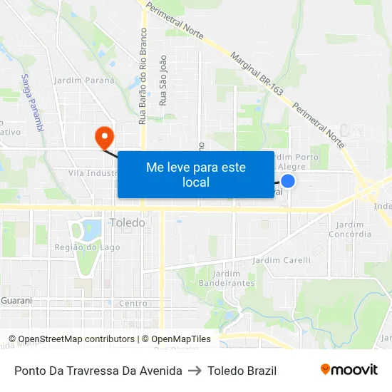 Ponto Da Travressa Da Avenida to Toledo Brazil map