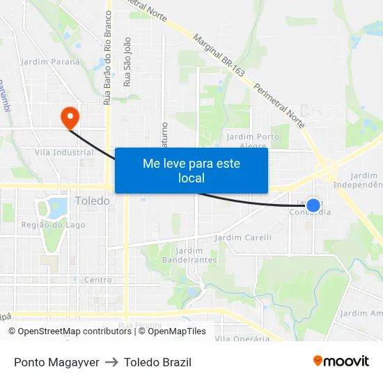 Ponto Magayver to Toledo Brazil map