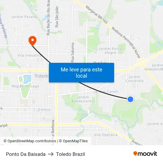 Ponto Da Baixada to Toledo Brazil map