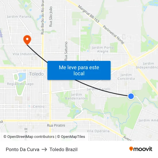 Ponto Da Curva to Toledo Brazil map
