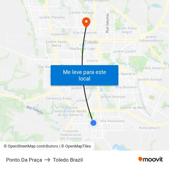 Ponto Da Praça to Toledo Brazil map