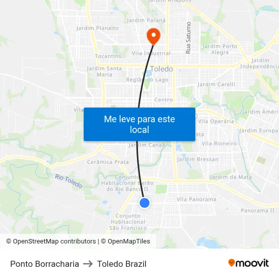 Ponto Borracharia to Toledo Brazil map