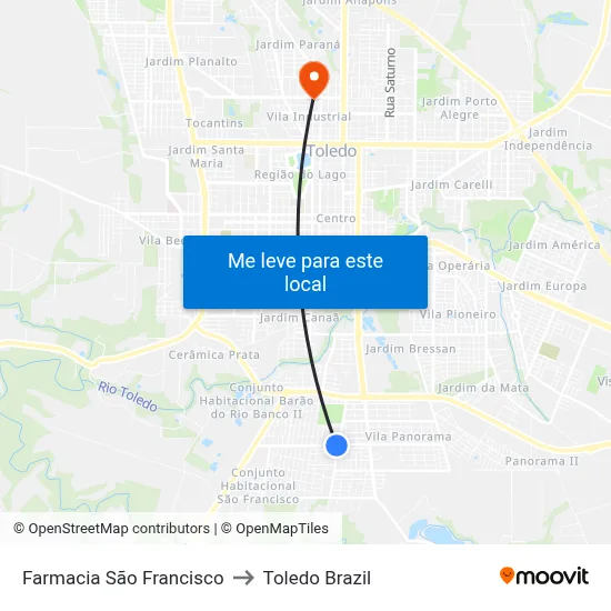 Farmacia São Francisco to Toledo Brazil map