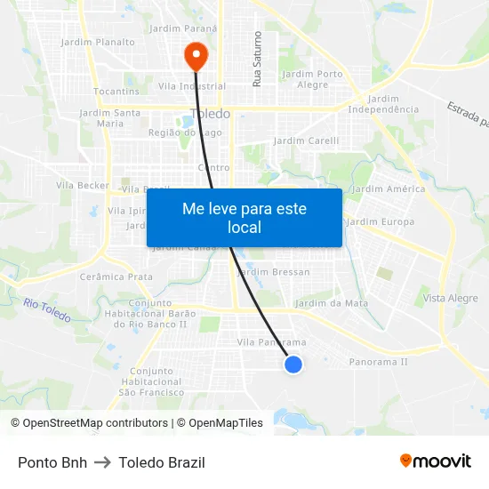 Ponto Bnh to Toledo Brazil map