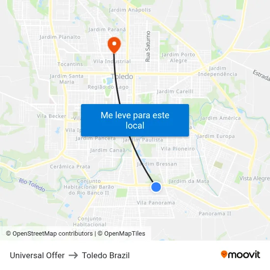 Universal Offer to Toledo Brazil map
