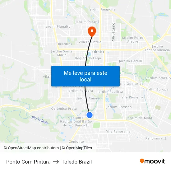 Ponto Com Pintura to Toledo Brazil map