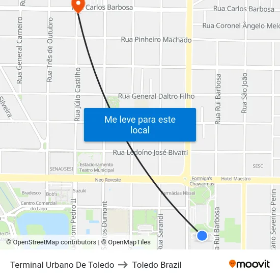 Terminal Urbano De Toledo to Toledo Brazil map