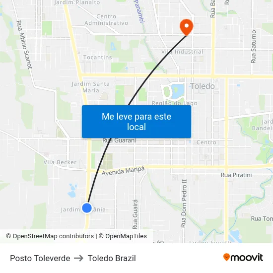 Posto Toleverde to Toledo Brazil map