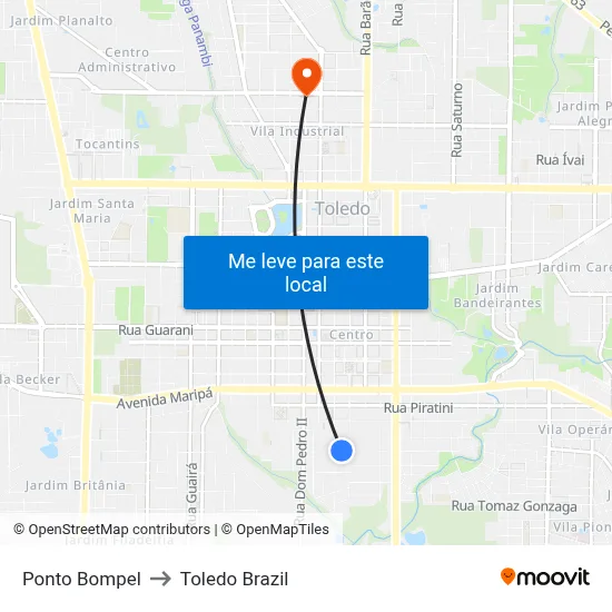 Ponto Bompel to Toledo Brazil map